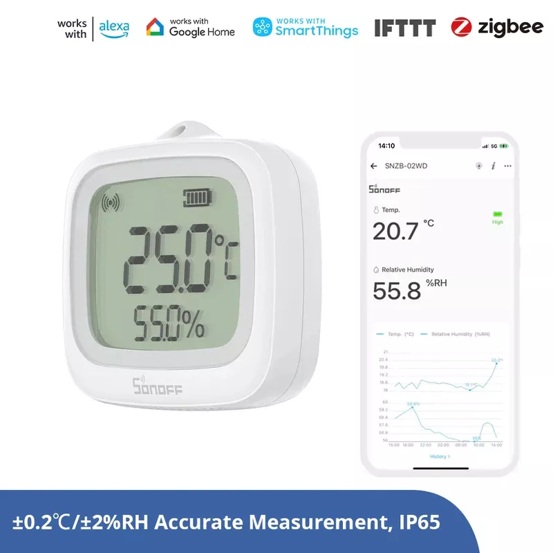 SONOFF SNZB-02WD IP65 Zigbee Temperatuur & Vochtigheidssensor