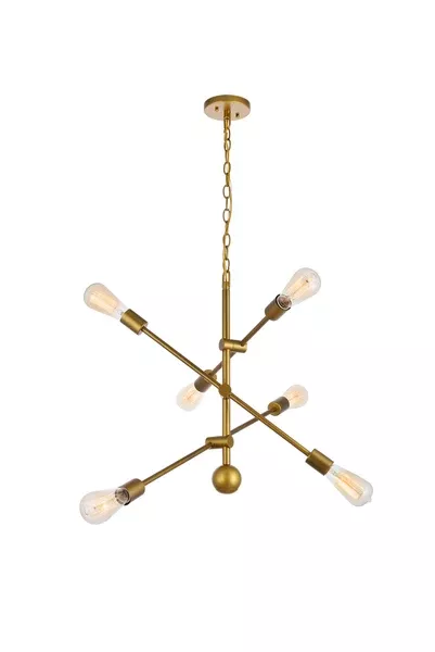 ZC121-LD8008D29BR - Living District: Axel 6 Lights Brass Pendant